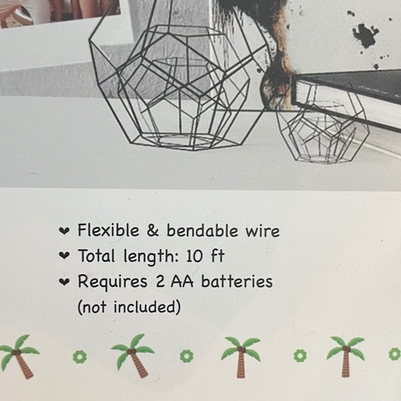 NWT sets of LED palm tree string light sets 2 total green pink indoor outdoor - Picture 8 of 8